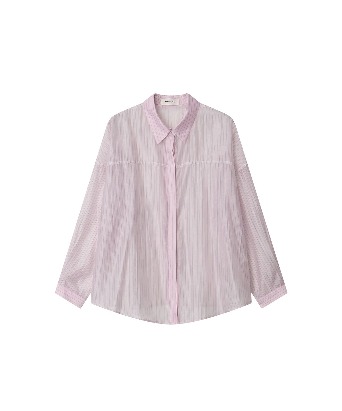 메이버유(MAYVERU) Amiron See-through Stripe shirts _ Pink