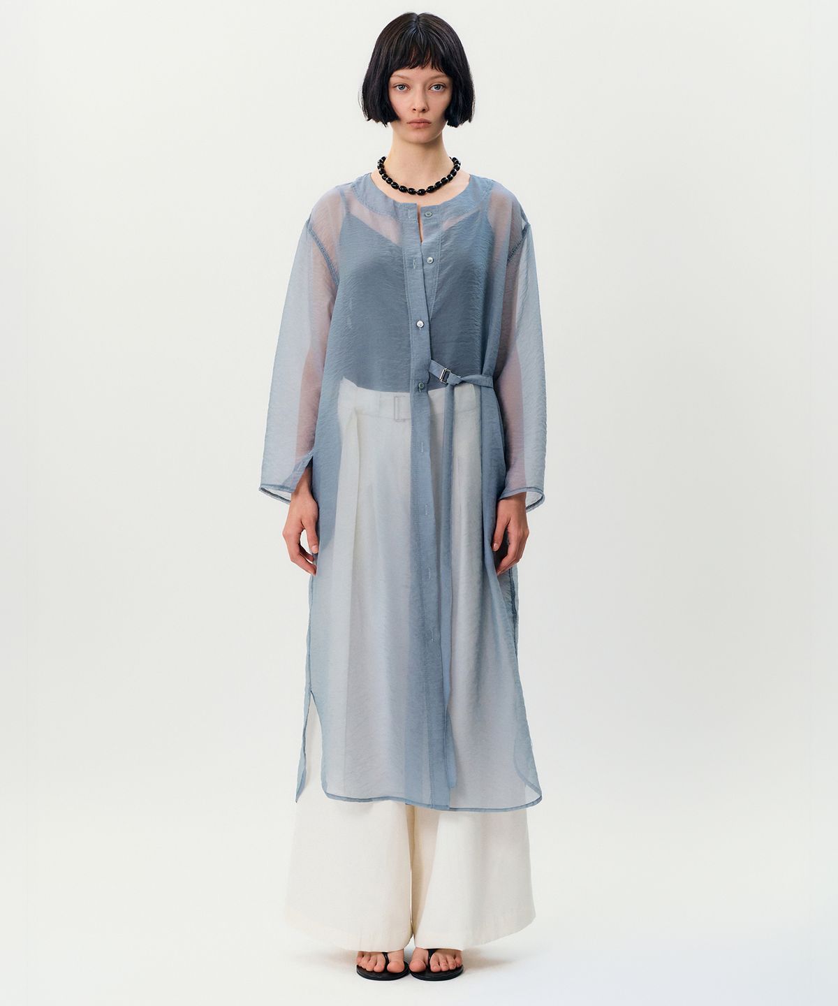 메이버유(MAYVERU) Piaa See-through  long jacket _ Skyblue