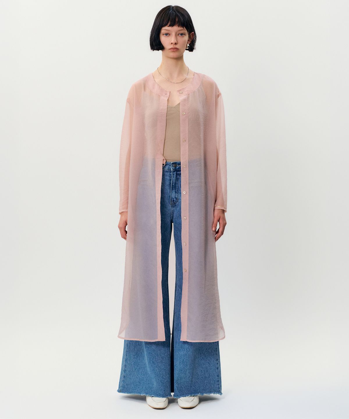 메이버유(MAYVERU) Piaa See-through  long jacket _ Pink