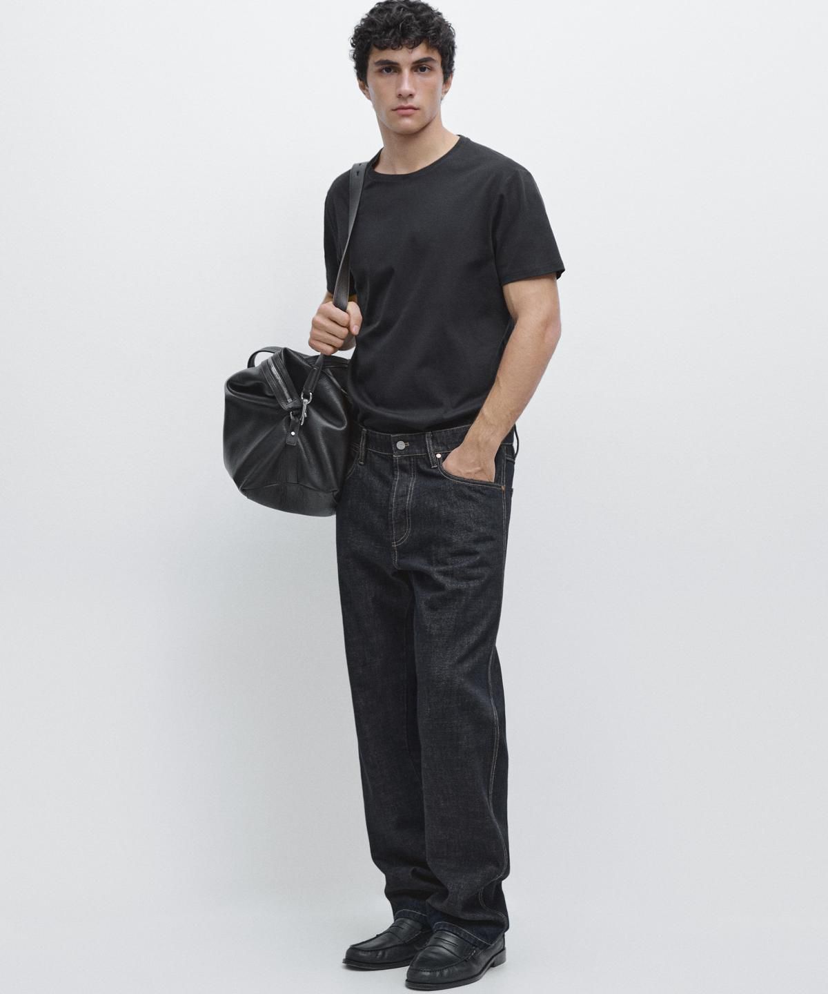 마시모두띠(MASSIMO DUTTI) 100% 머서라이즈 코튼 티셔츠