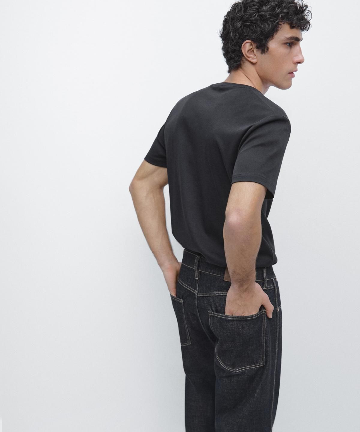 마시모두띠(MASSIMO DUTTI) 100% 머서라이즈 코튼 티셔츠
