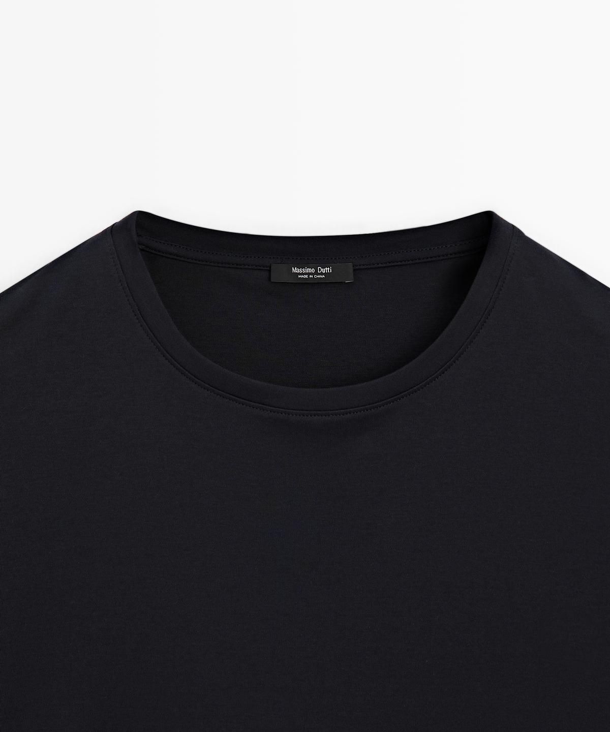 마시모두띠(MASSIMO DUTTI) 100% 머서라이즈 코튼 티셔츠