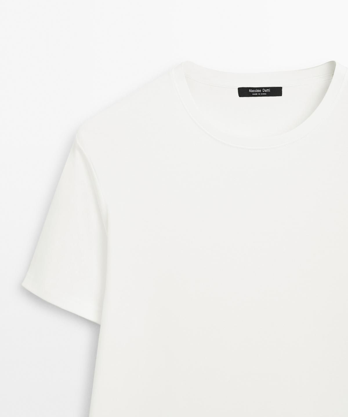 마시모두띠(MASSIMO DUTTI) 100% 머서라이즈 코튼 티셔츠