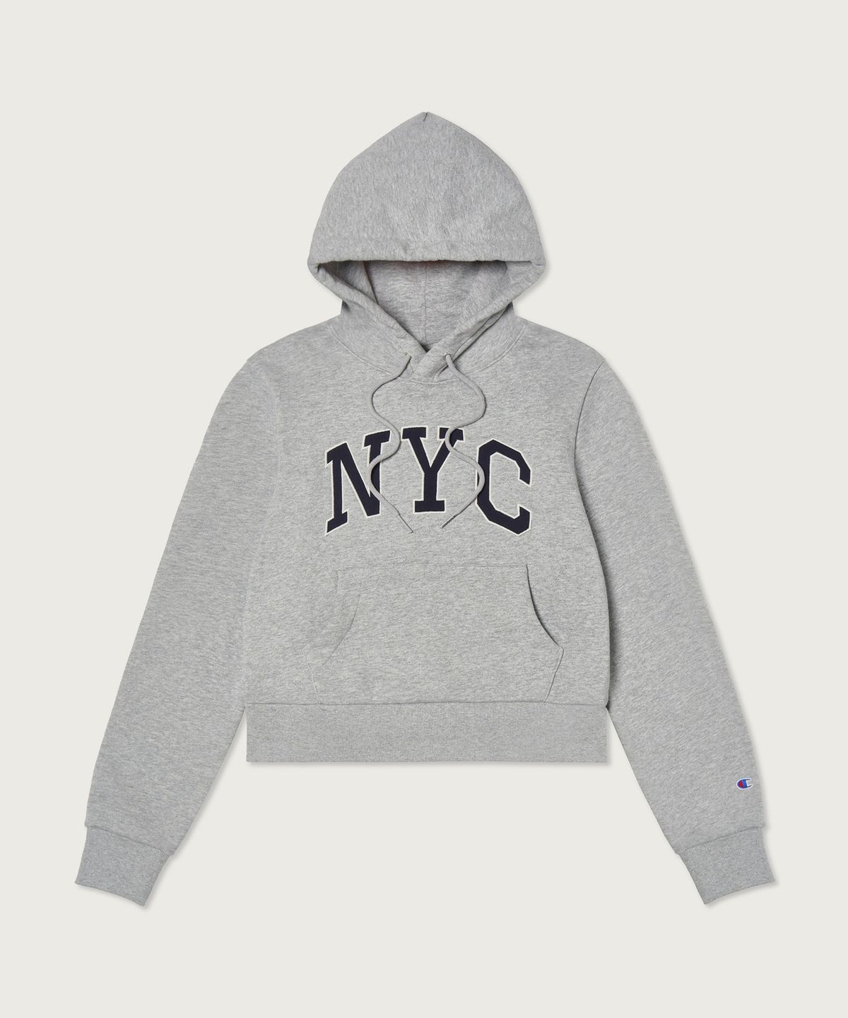 챔피온(CHAMPION) 여성 NYC 크롭 후드 티셔츠 Grey