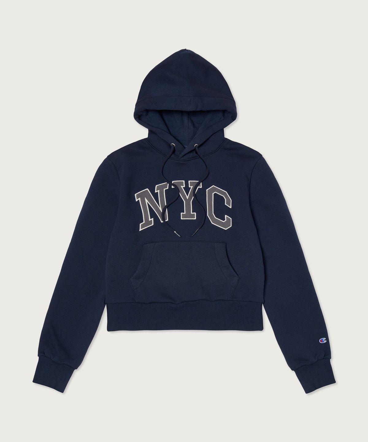 챔피온(CHAMPION) 여성 NYC 크롭 후드 티셔츠 Navy