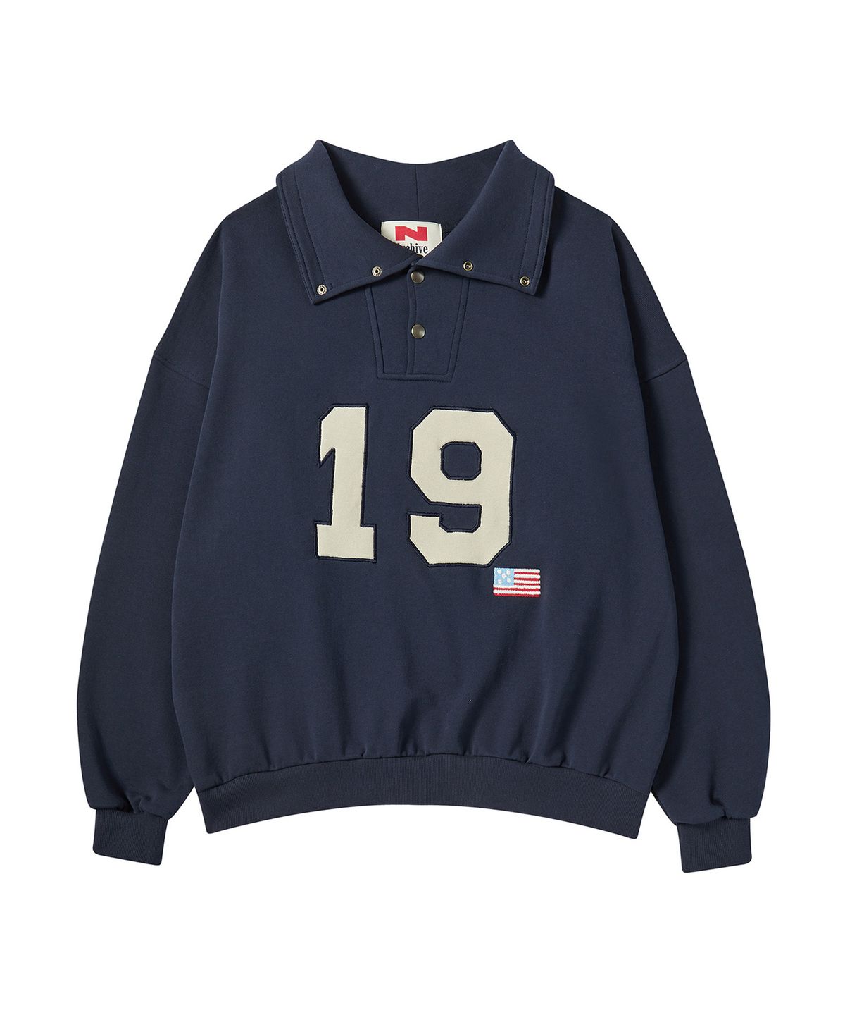 비욘드클로젯(BEYOND CLOSET) [COLLECTION LINE] 유틸리티 하이 넥 스웨트 셔츠 네이비