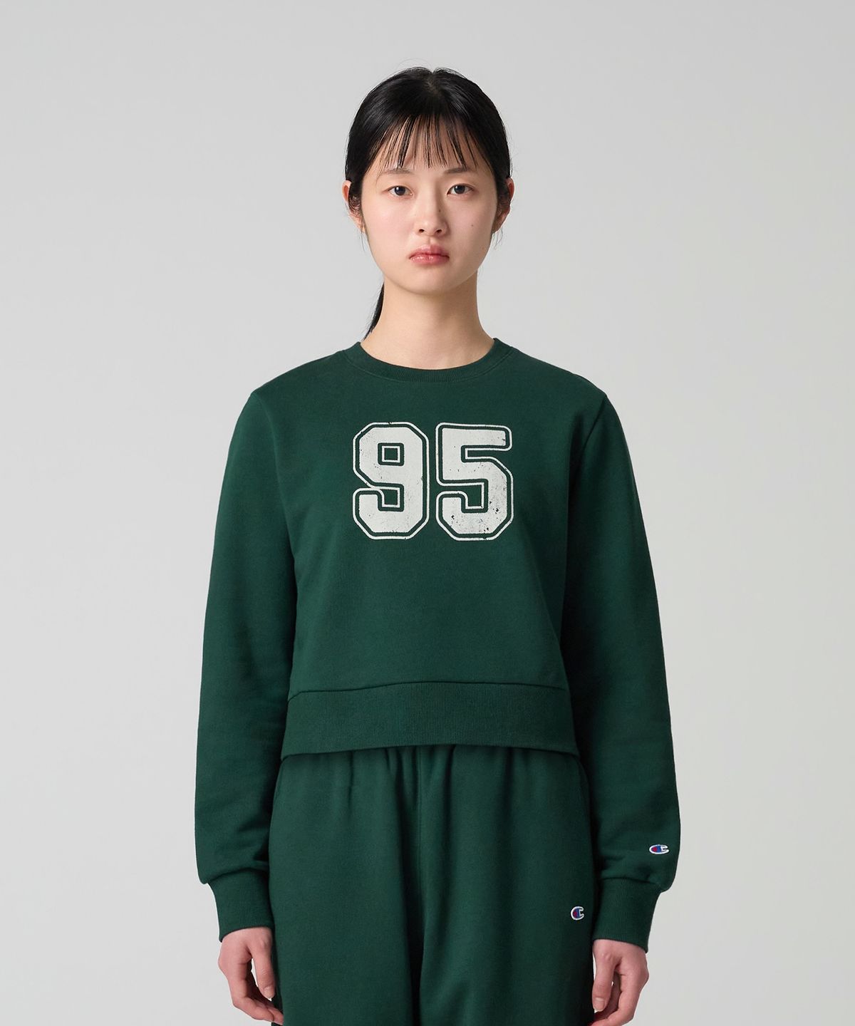 챔피온(CHAMPION) 여성 95 크롭 스웨트셔츠 Green