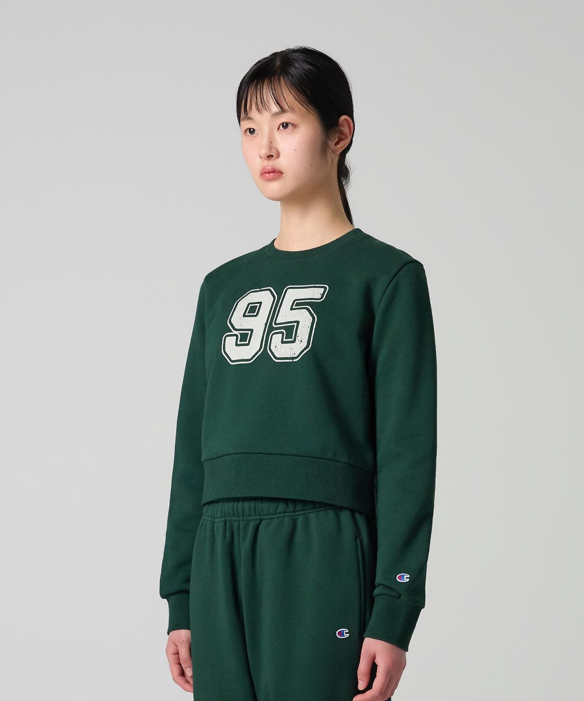 챔피온(CHAMPION) 여성 95 크롭 스웨트셔츠 Green
