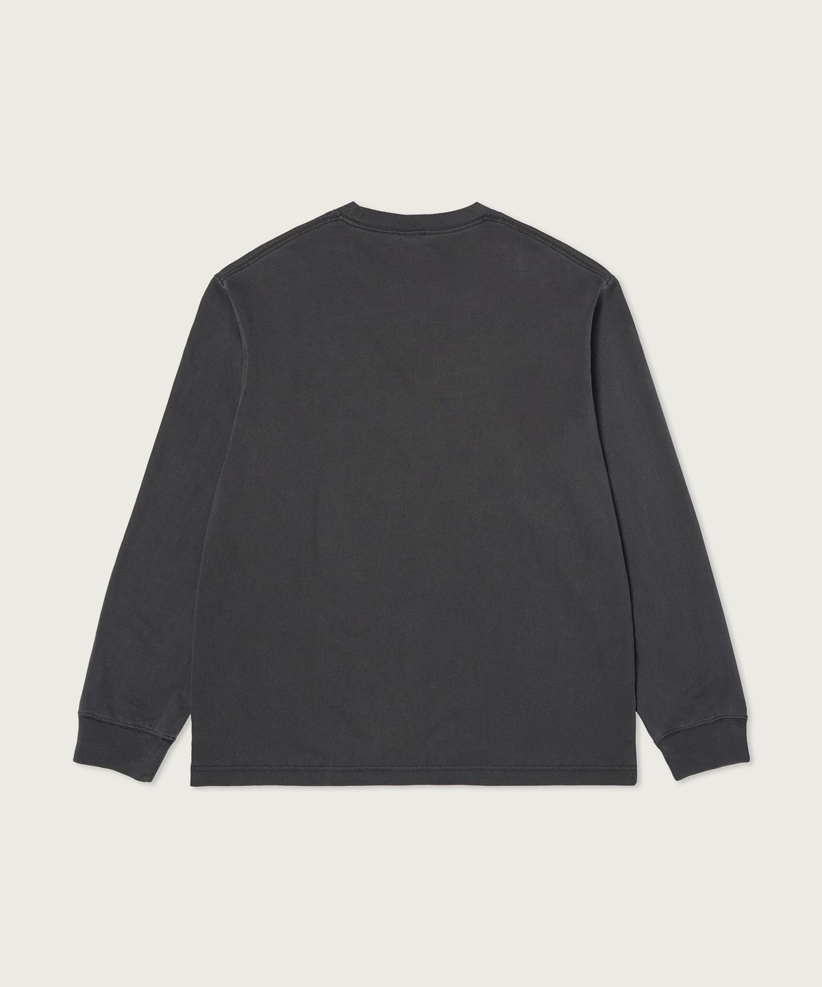 챔피온(CHAMPION) 트랙 로고 루즈핏 가먼트다잉 롱슬리브 티셔츠 Charcoal