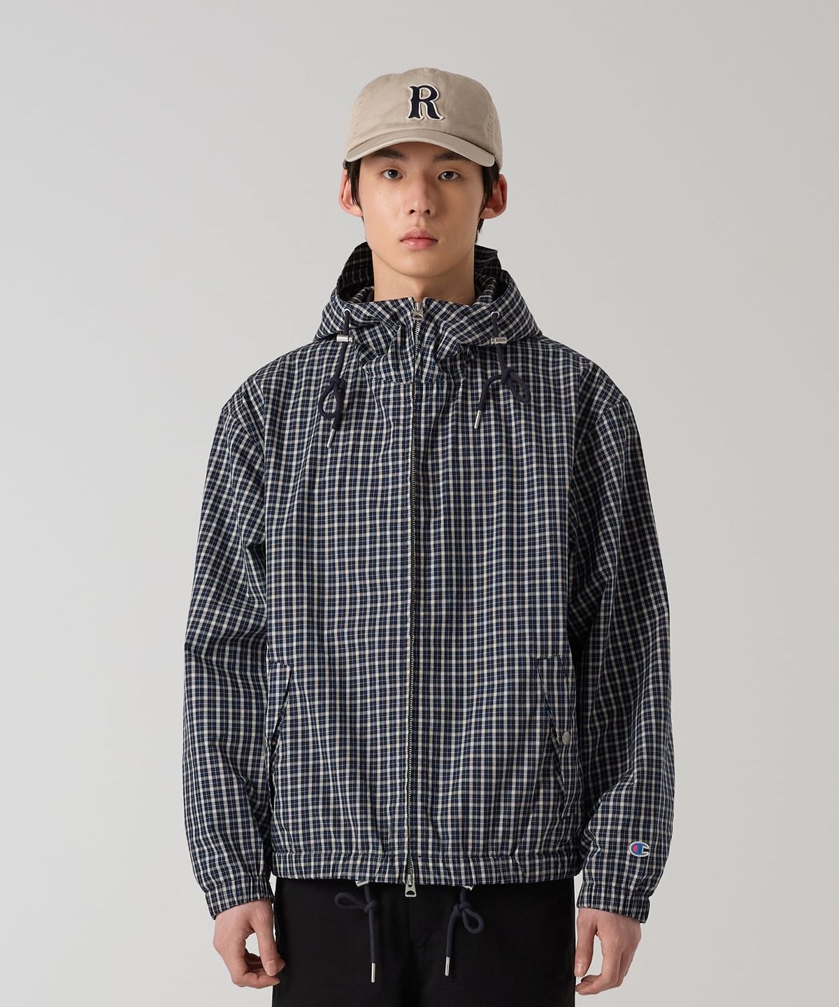 챔피온(CHAMPION) 체크 코튼 윈드브레이커 Navy