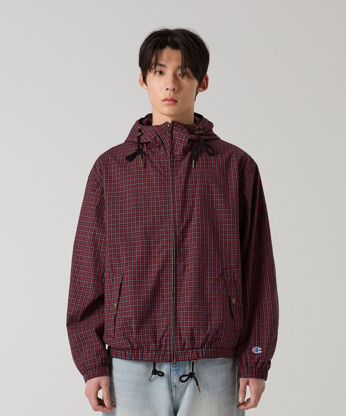 챔피온(CHAMPION) 체크 코튼 윈드브레이커 Red