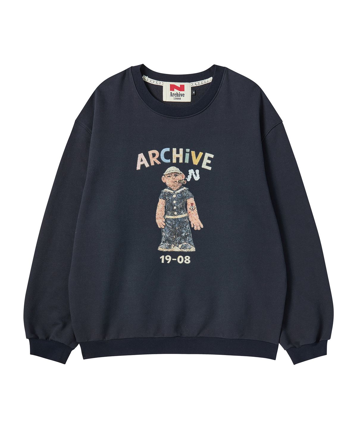 비욘드클로젯(BEYOND CLOSET) [COLLECTION LINE] 모던 아트 세일러 보이 스웨트 셔츠 네이비