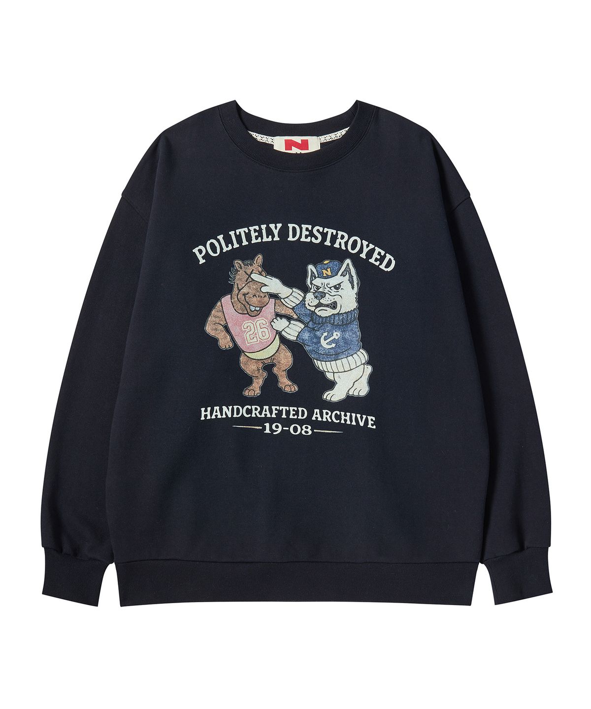 비욘드클로젯(BEYOND CLOSET) [COLLECTION LINE] 빈티지 아카이브 그래픽 스웨트 셔츠 네이비