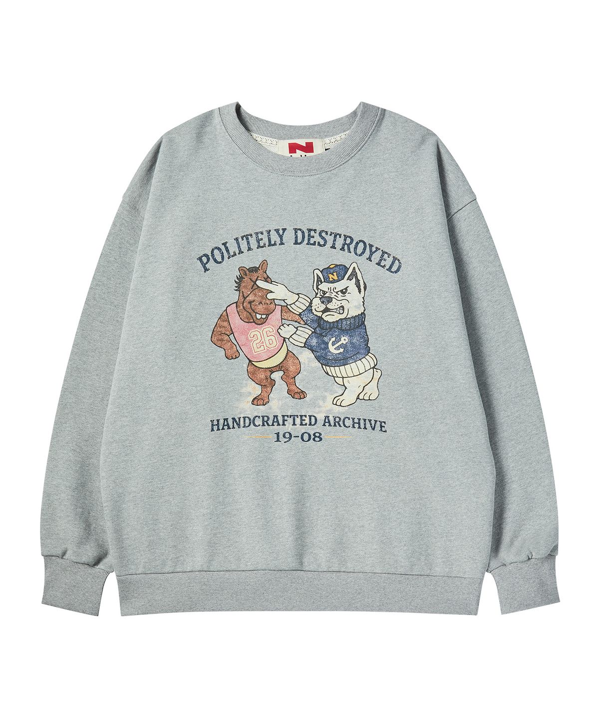 비욘드클로젯(BEYOND CLOSET) [COLLECTION LINE] 빈티지 아카이브 그래픽 스웨트 셔츠 그레이