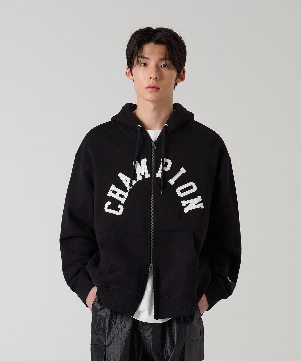 챔피온(CHAMPION) 아치 로고 루즈핏 후드 집업 4color