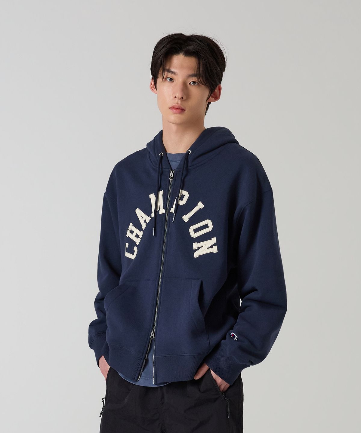 챔피온(CHAMPION) 아치 로고 루즈핏 후드 집업 4color