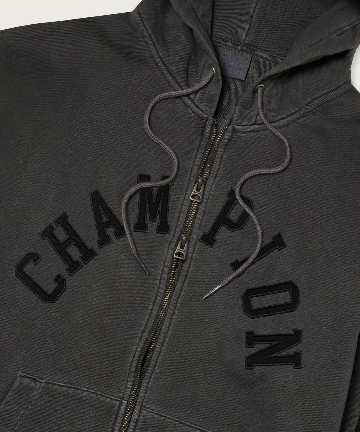 챔피온(CHAMPION) 아치 로고 루즈핏 가먼트다잉 후드 집업 3color