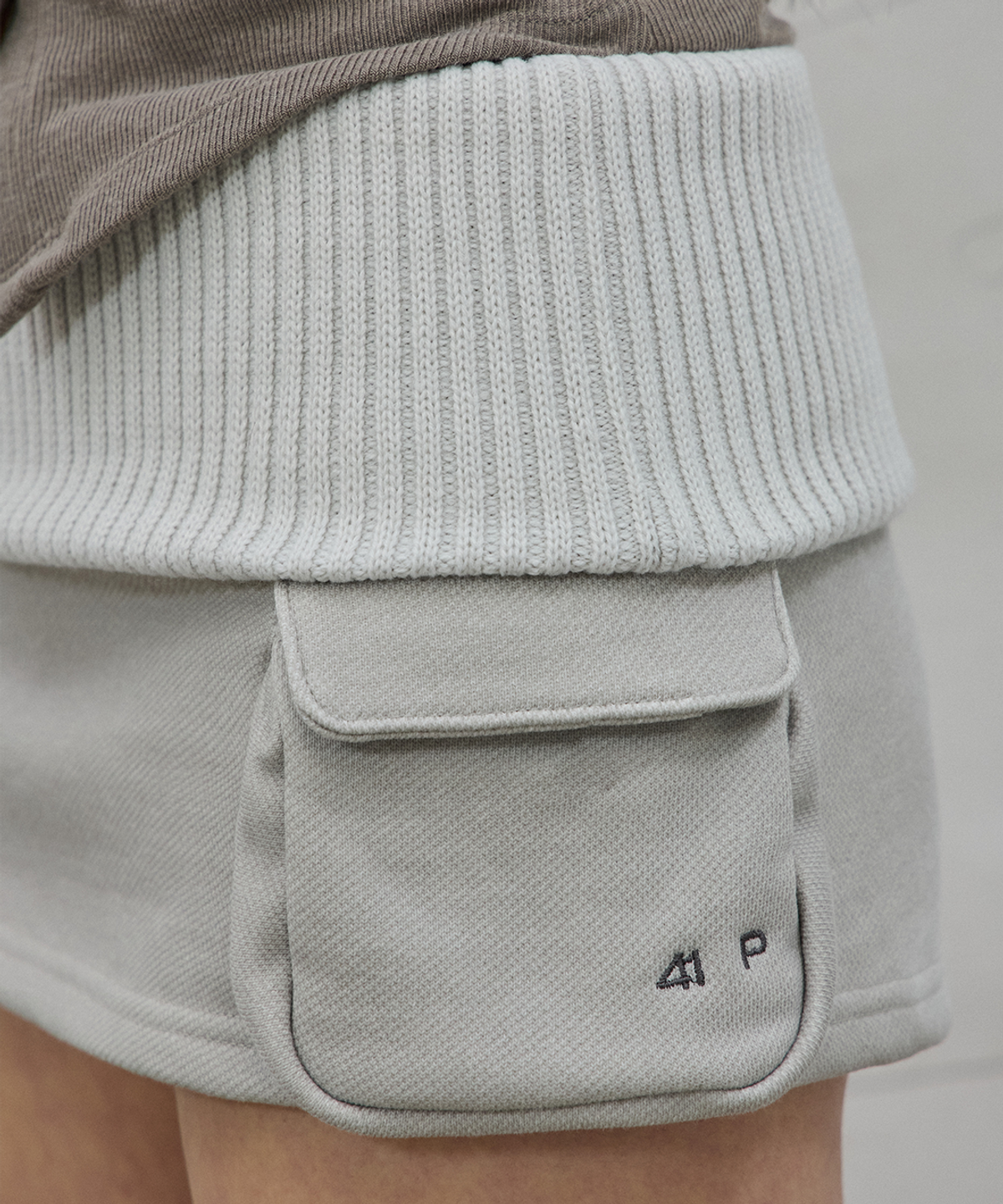 사일프레이(41PRAY) Folded Knit Skirt Shorts / Light Grey