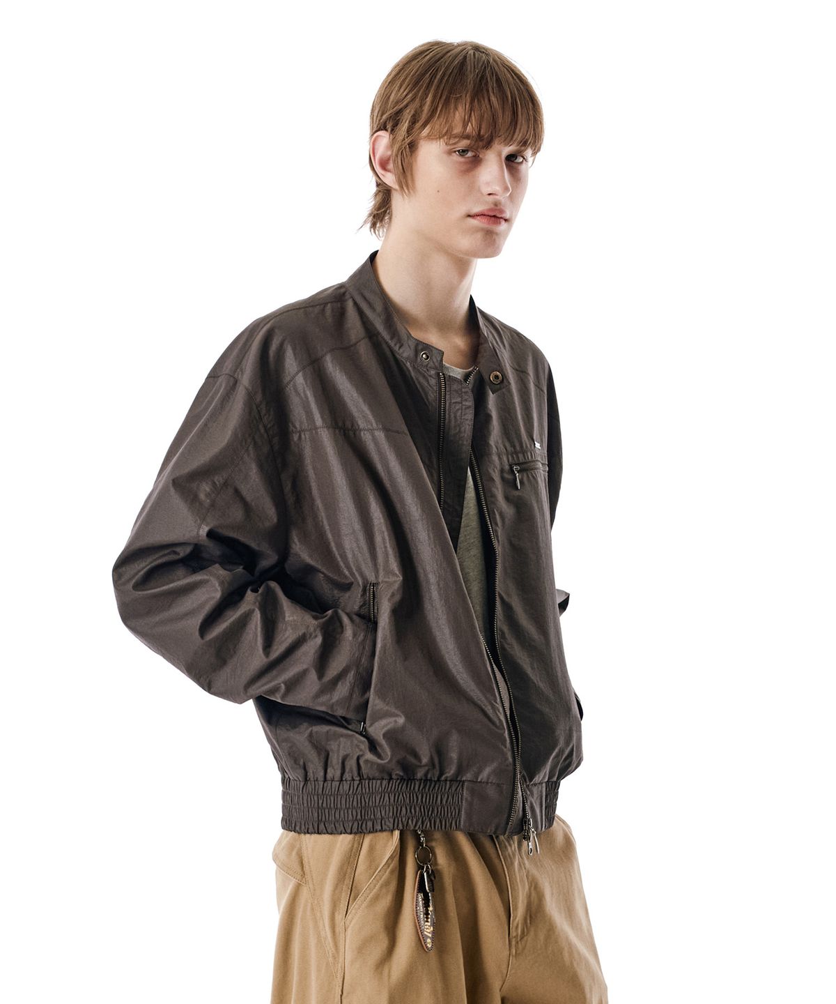 세컨모놀로그(SECONDMONO) Coated Nylon Zip Jacket [DEEPBROWN]_SEJK034DEEPBROWN