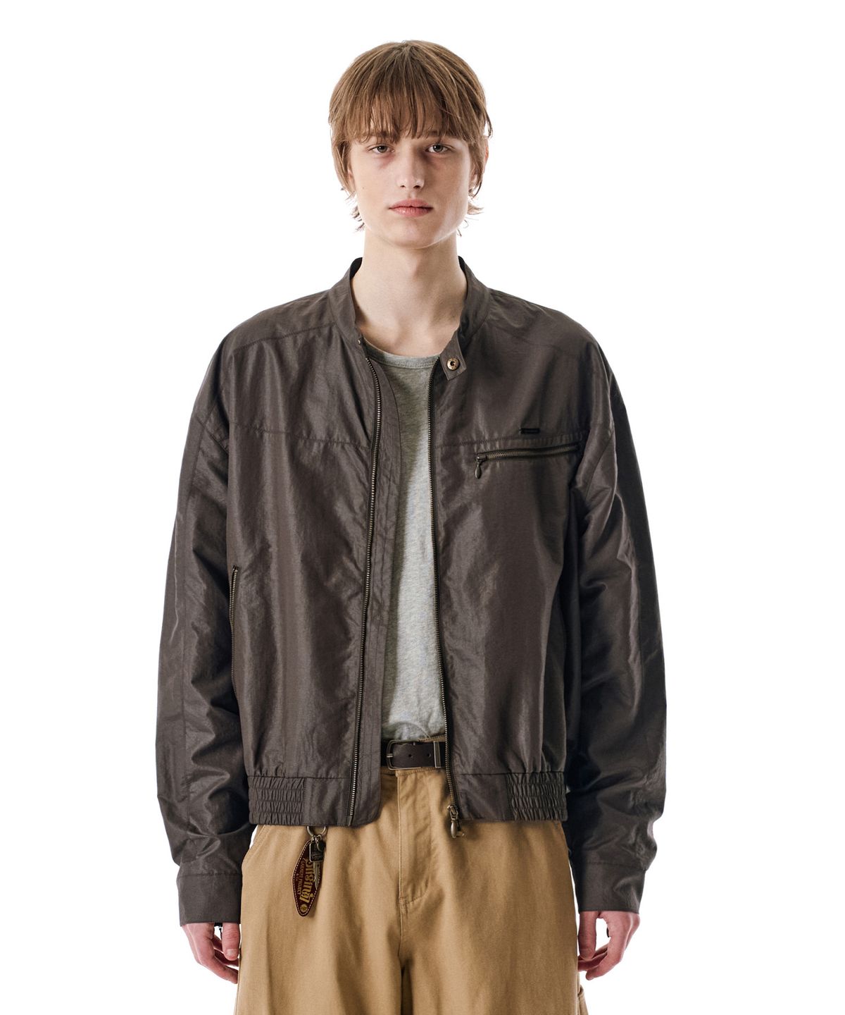 세컨모놀로그(SECONDMONO) Coated Nylon Zip Jacket [DEEPBROWN]_SEJK034DEEPBROWN