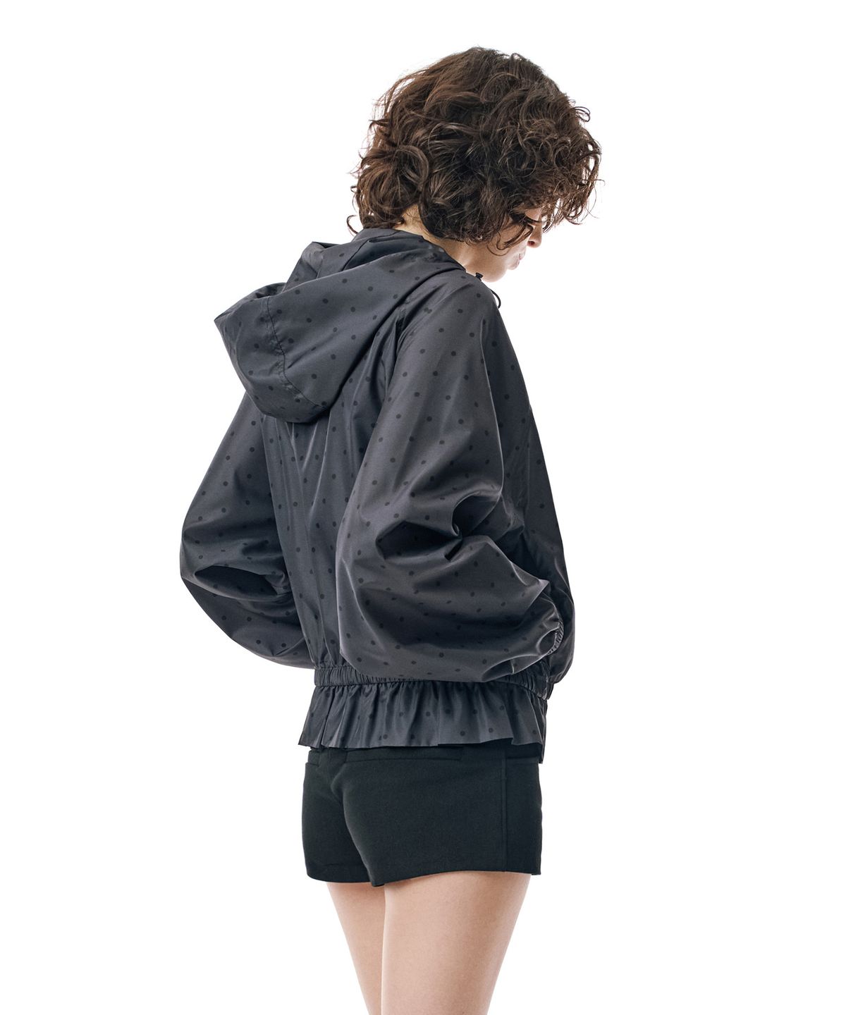 세컨모놀로그(SECONDMONO) Ruffle Dot Windbreaker [DOTDGRAY]_SEWJK002DOTDGRAY