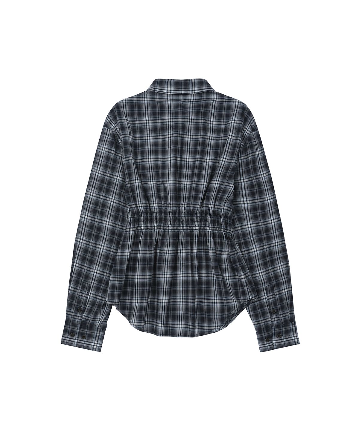 세컨모놀로그(SECONDMONO) W.Check Smocked Waist Shirt [NAVY]_SEWSH004NAVY