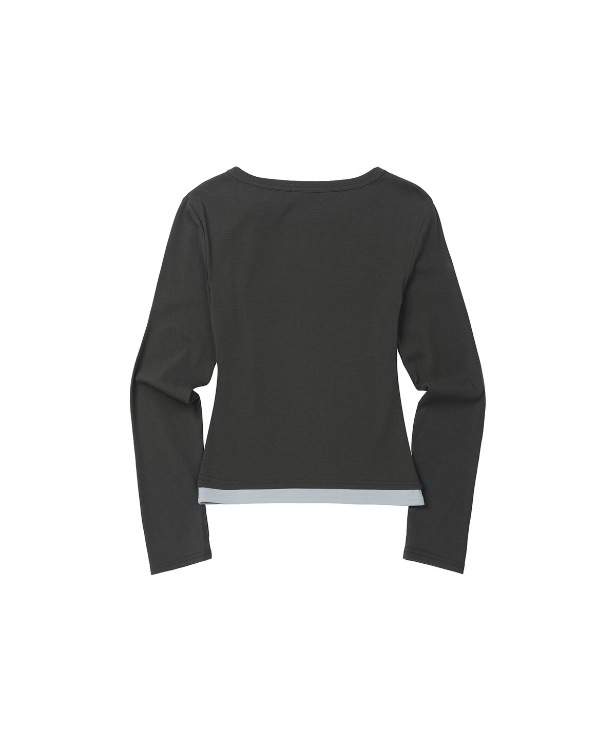 세컨모놀로그(SECONDMONO) W.Lace-Up Detail Layered Top [CHARCOAL]_SEWTS022CHARCOAL