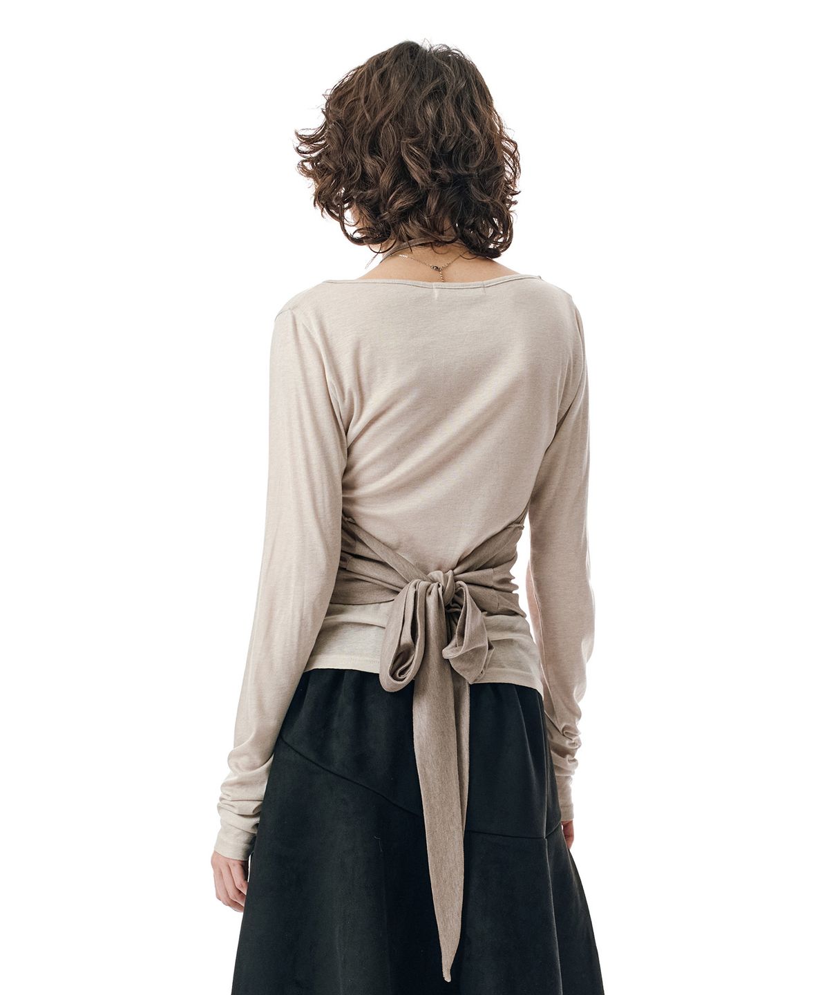 세컨모놀로그(SECONDMONO) W.(SET)Tie Detail Layered Set Top [OATMEAL]_SEWTS025OATMEAL