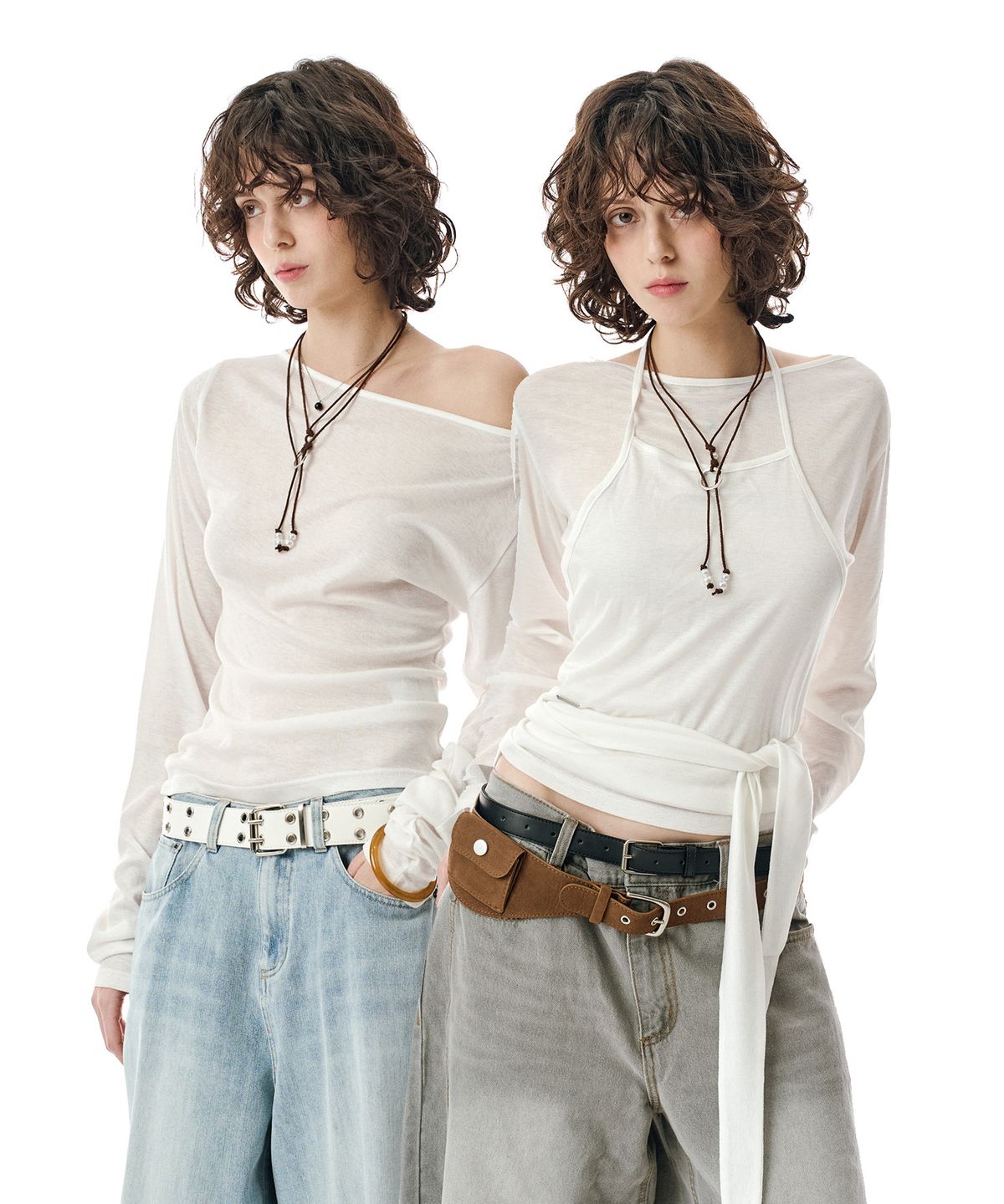 세컨모놀로그(SECONDMONO) W.(SET)Tie Detail Layered Set Top [WHITE]_SEWTS025WHITE