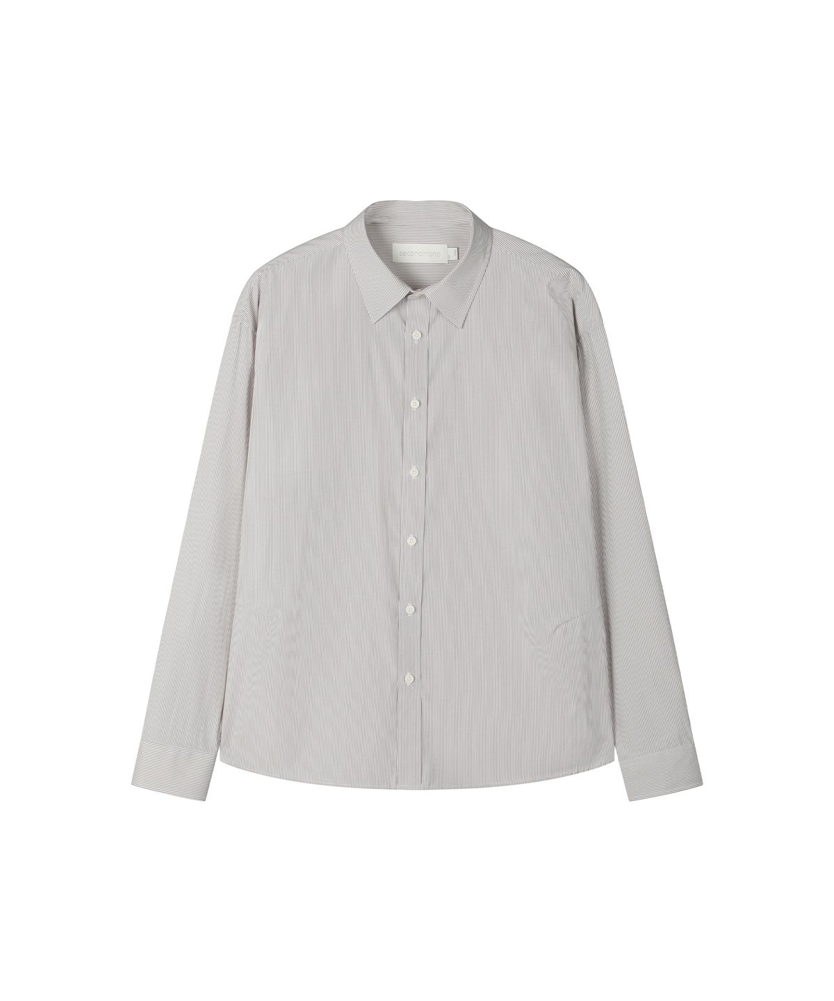 세컨모놀로그(SECONDMONO) (TIE SET)Semi Cropped Dart Cotton Shirt [6 color]_SESH025