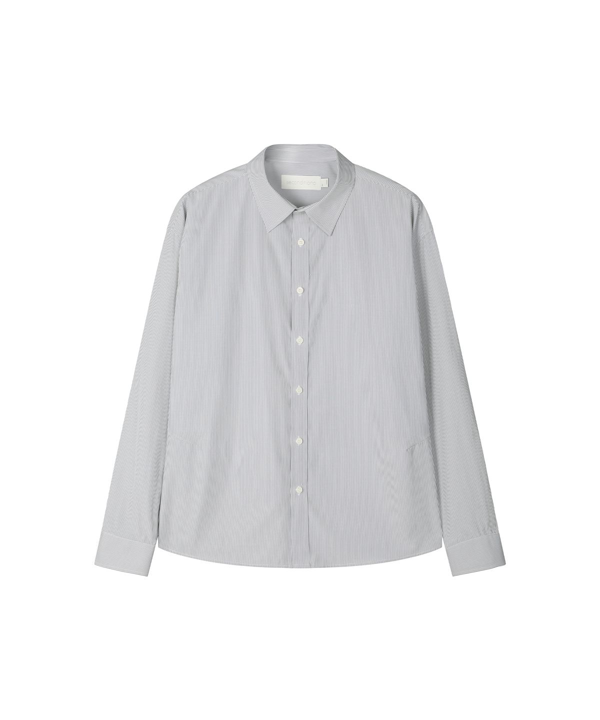세컨모놀로그(SECONDMONO) (TIE SET)Semi Cropped Dart Cotton Shirt [6 color]_SESH025