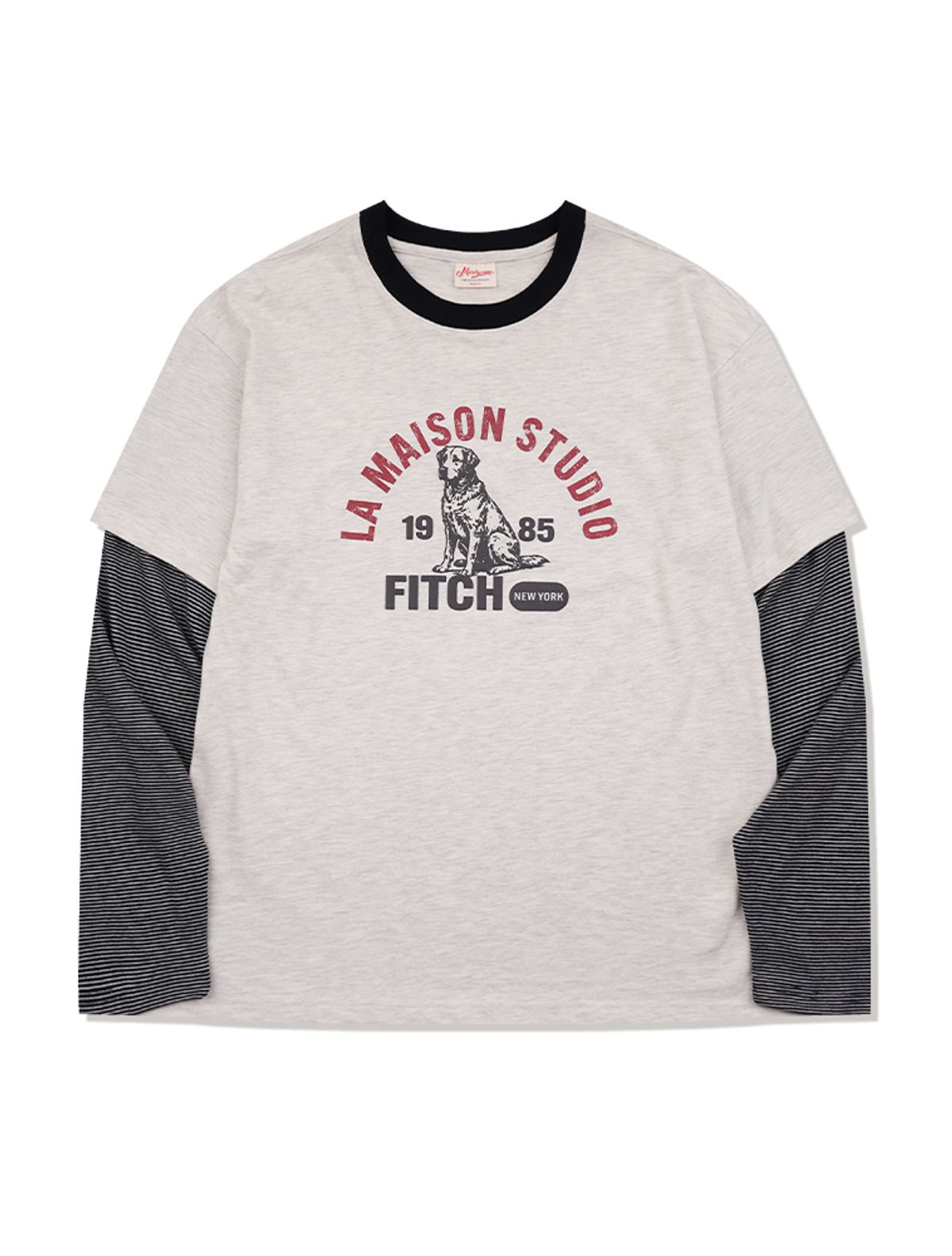 라 메종 스튜디오(LA MAISON STUDIO) RETRIVER STRIPE LAYERED LONG SLEEVE OATMEAL(FCG1TS685M)