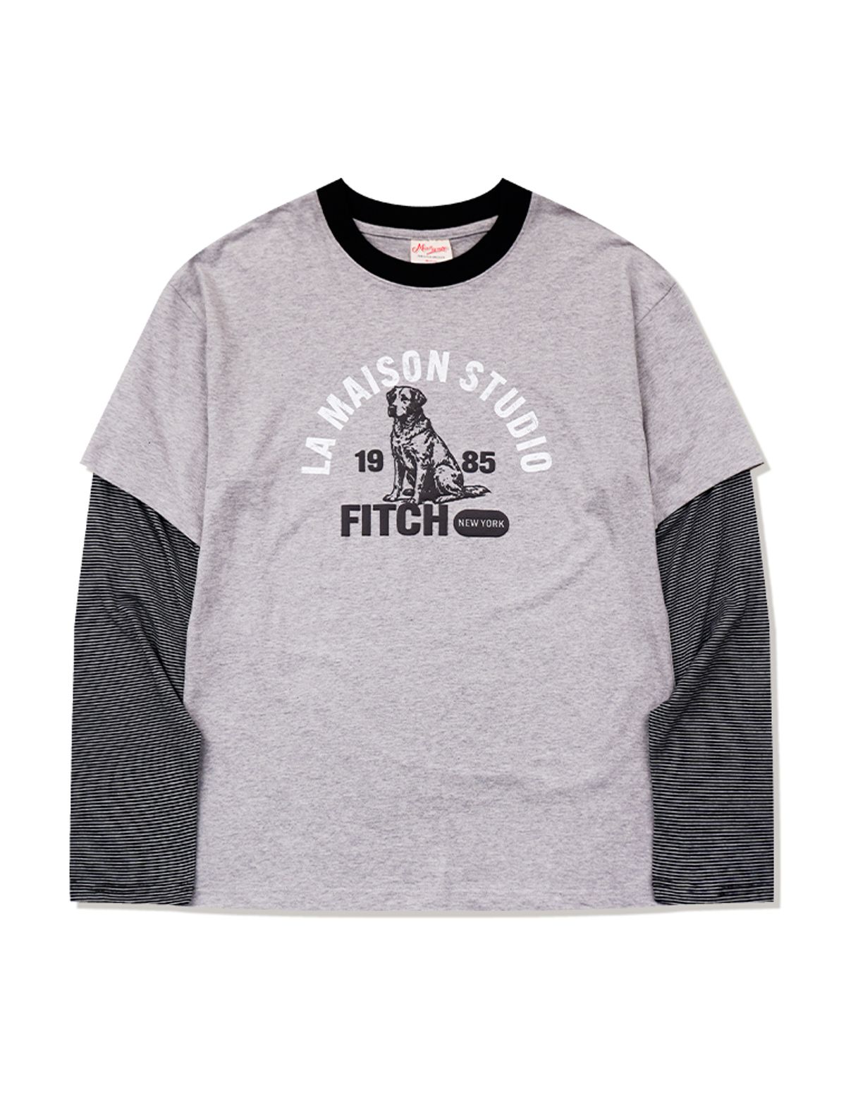 라 메종 스튜디오(LA MAISON STUDIO) RETRIVER STRIPE LAYERED LONG SLEEVE MELANGRAY(FCG1TS685M)