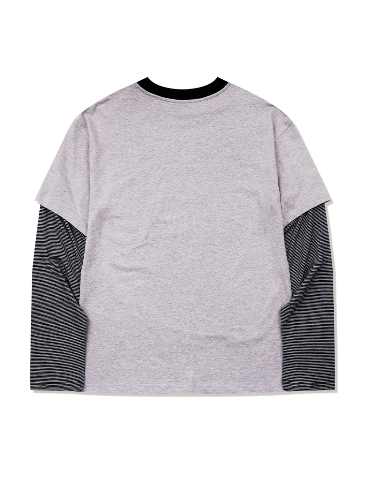 라 메종 스튜디오(LA MAISON STUDIO) RETRIVER STRIPE LAYERED LONG SLEEVE MELANGRAY(FCG1TS685M)