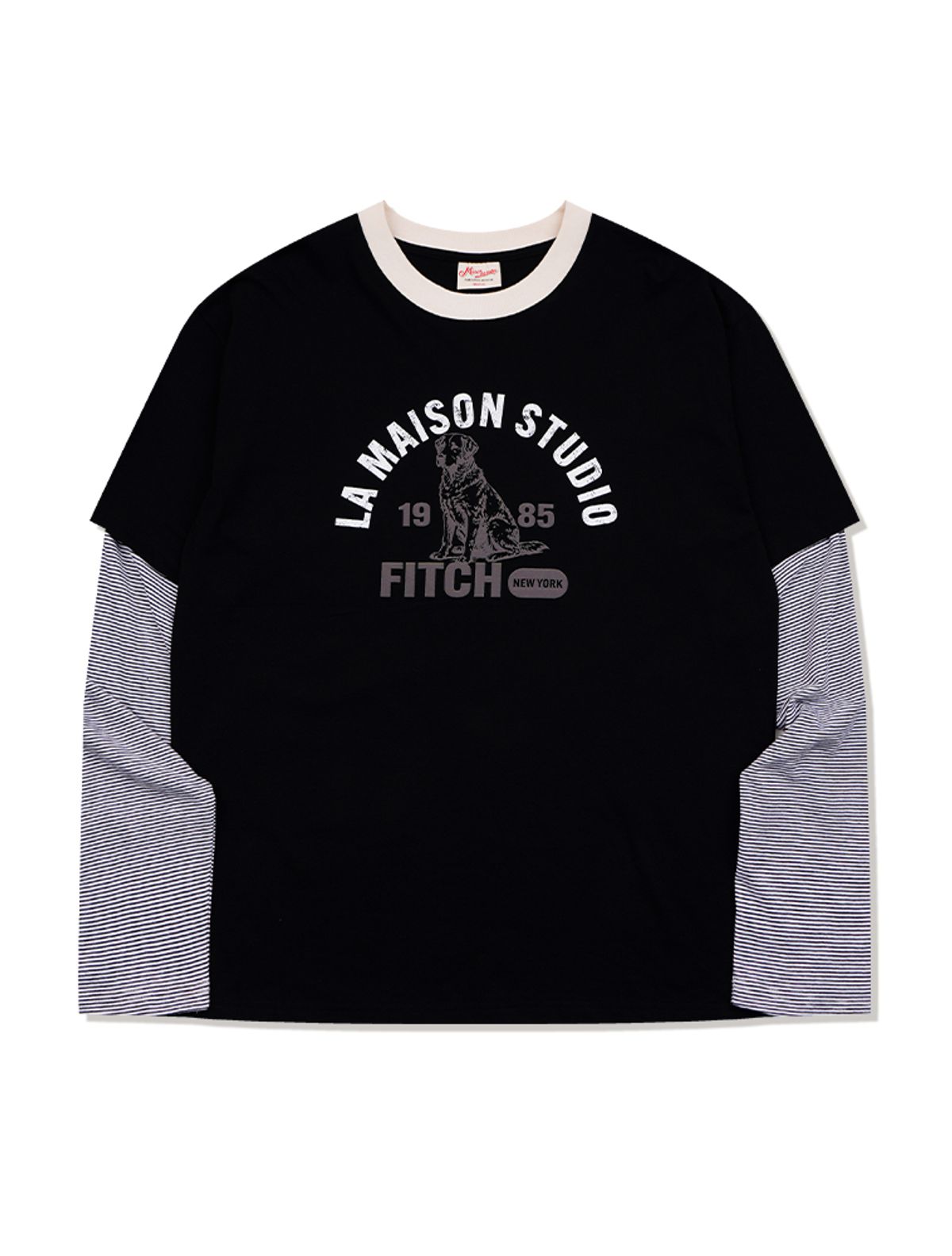 라 메종 스튜디오(LA MAISON STUDIO) RETRIVER STRIPE LAYERED LONG SLEEVE BLACK(FCG1TS685M)