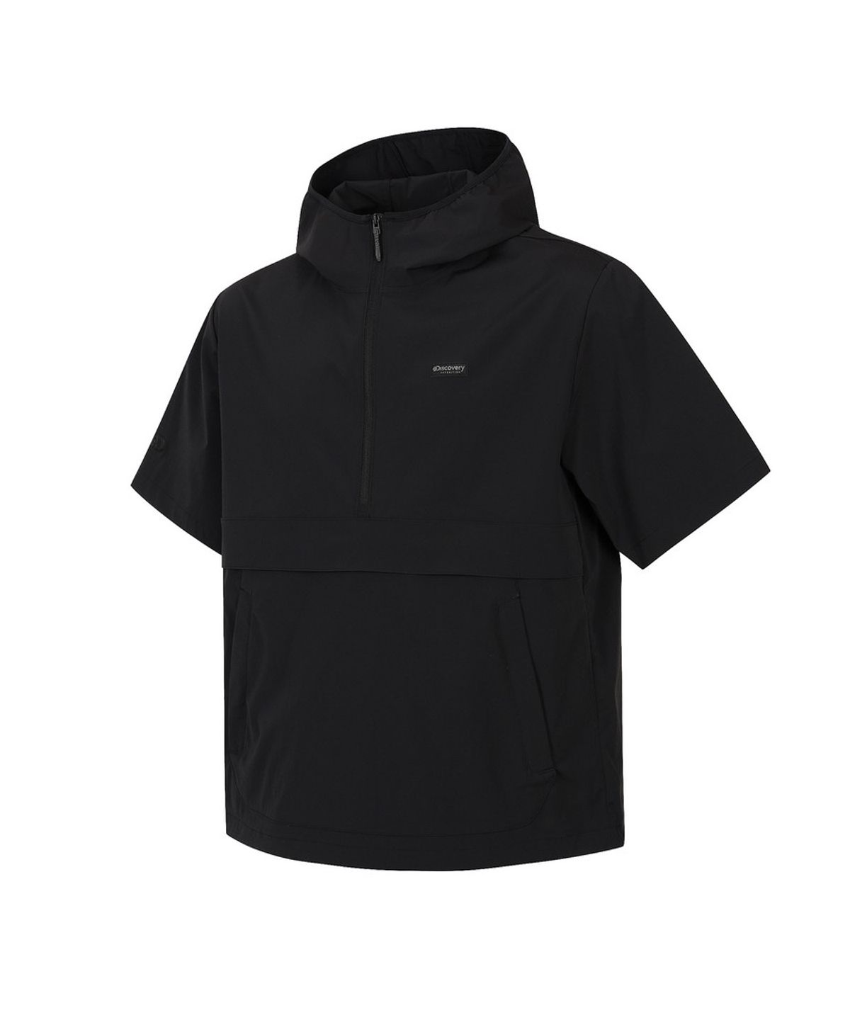 디스커버리 익스페디션(DISCOVERY EXPEDITION) 유니 프레시벤트 경량 우븐 트레이닝 반팔 후드 아노락 (BLACK)