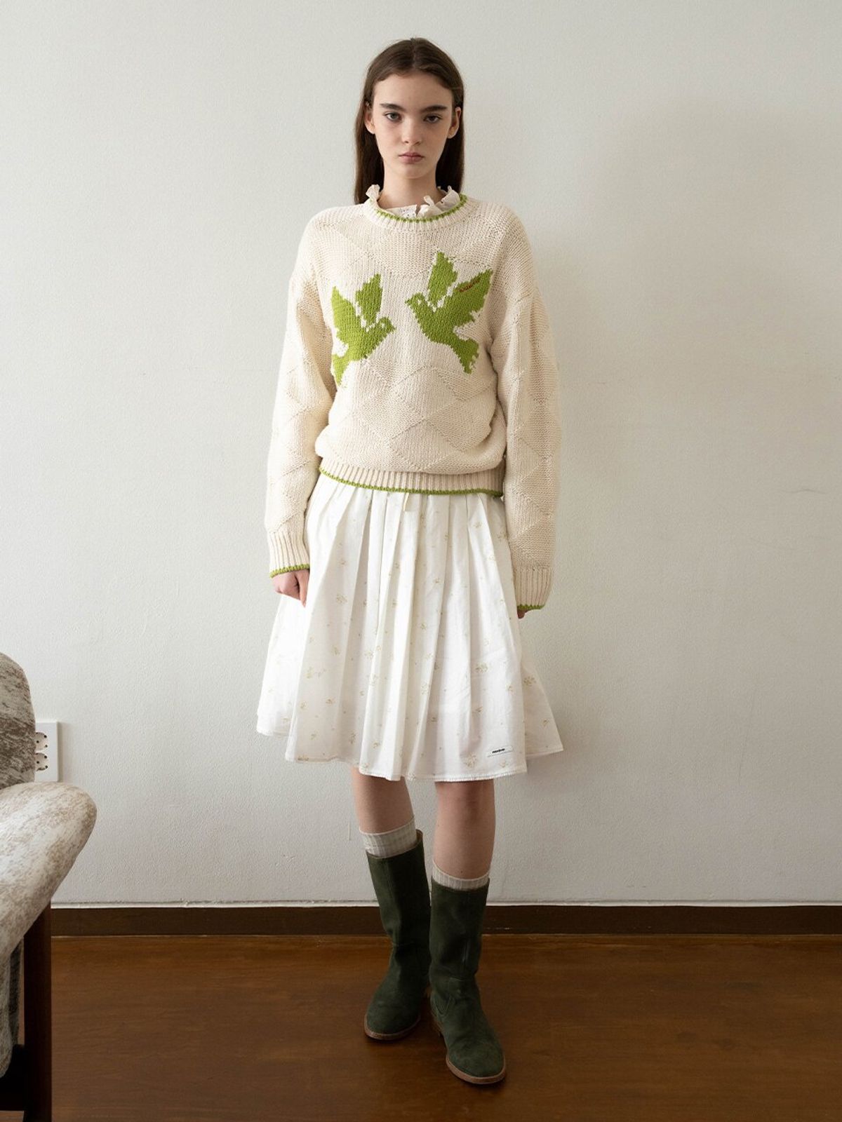 뮈뮈에르(MUEMUER) Bird Jacquard Pullover MU2611PO103M