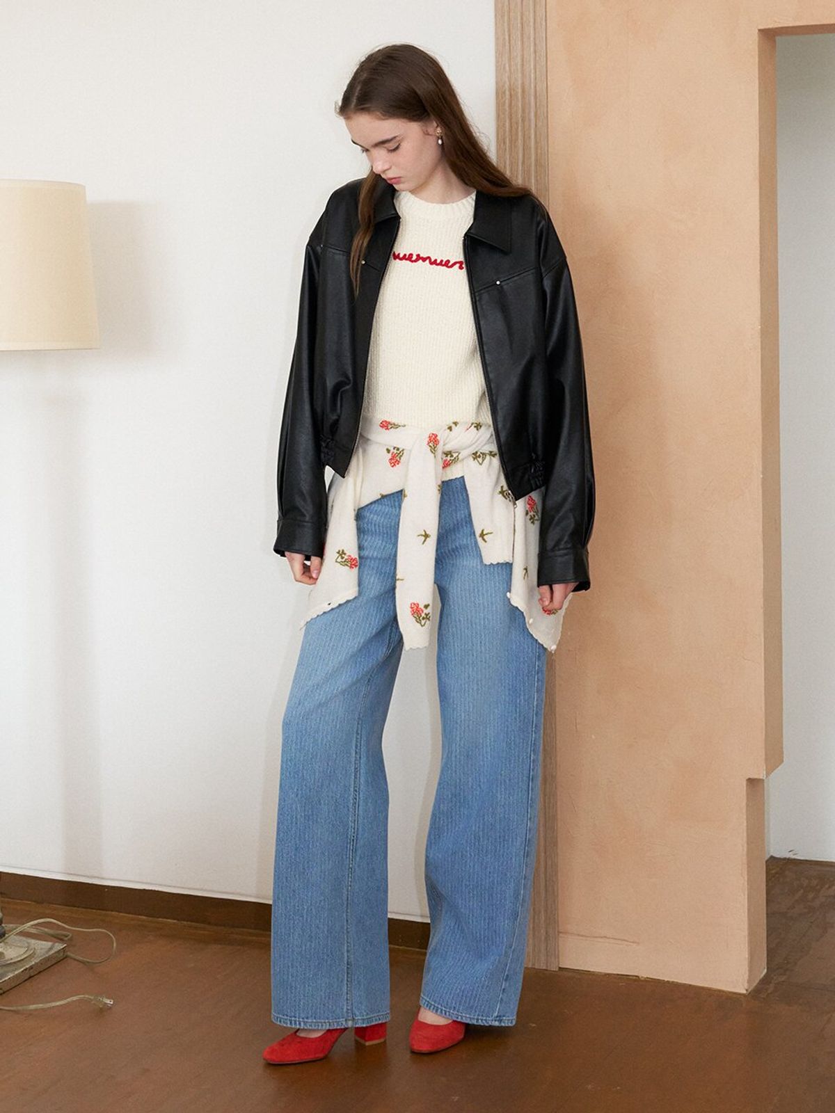 뮈뮈에르(MUEMUER) Faux Leather Bomber Jumper MU2611JP101M
