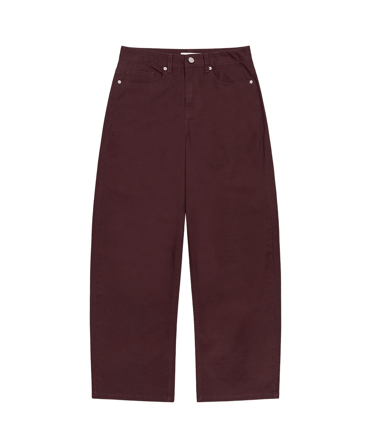 페플리(PEPLEE) Curved Wide Cotton Pants (Burgundy)