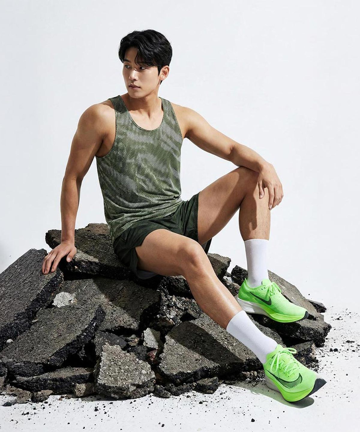 엠씨엔스포츠(MCNSPORTS) 남성 타이거 카모 러닝 싱글렛 MSING-TIGER CAMO