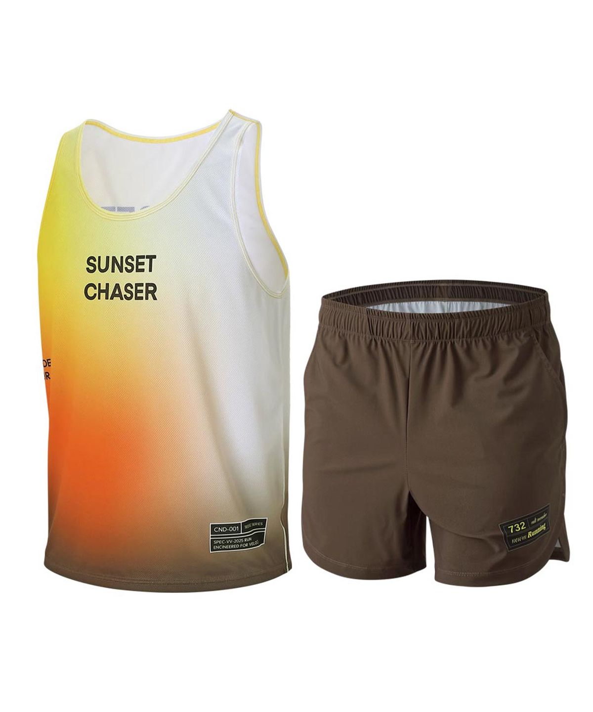 엠씨엔스포츠(MCNSPORTS) 남성 선셋 러닝복 세트 MSING+TRPS-SUNSET
