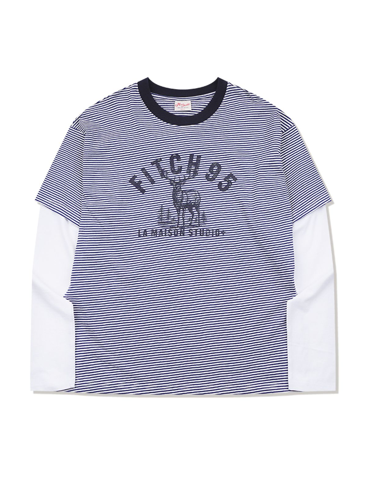 라 메종 스튜디오(LA MAISON STUDIO) DEER STRIPE LAYERED LONG SLEEVE T-SHIRT NAVY(FCG1TS686M)
