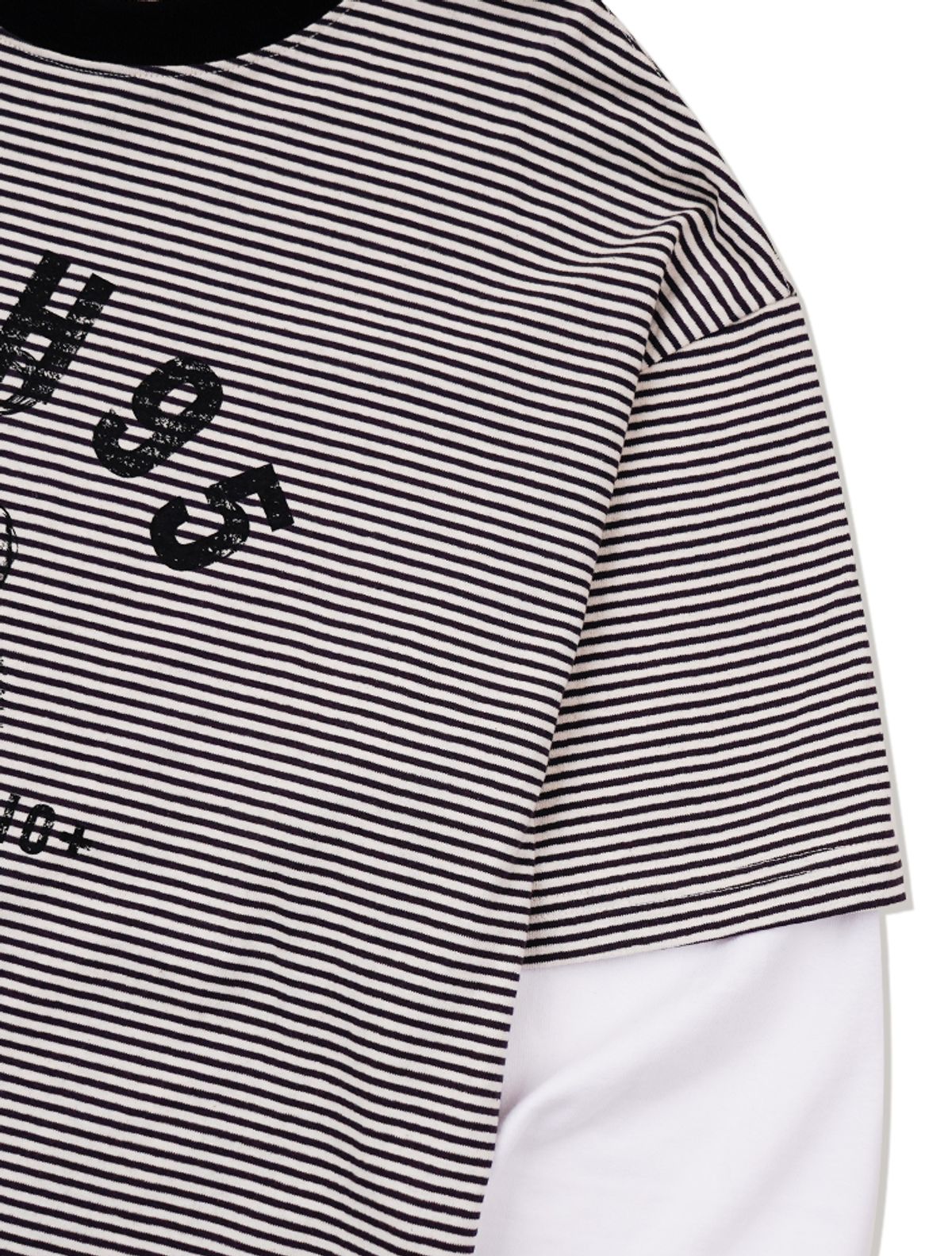 라 메종 스튜디오(LA MAISON STUDIO) DEER STRIPE LAYERED LONG SLEEVE T-SHIRT BLACK(FCG1TS686M)