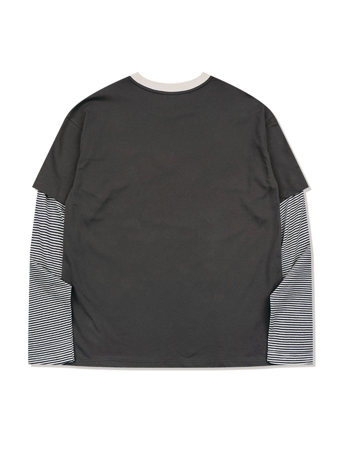 라 메종 스튜디오(LA MAISON STUDIO) DEER STRIPE LAYERED LONG SLEEVE T-SHIRT CHARCOAL(FCG1TS686M)