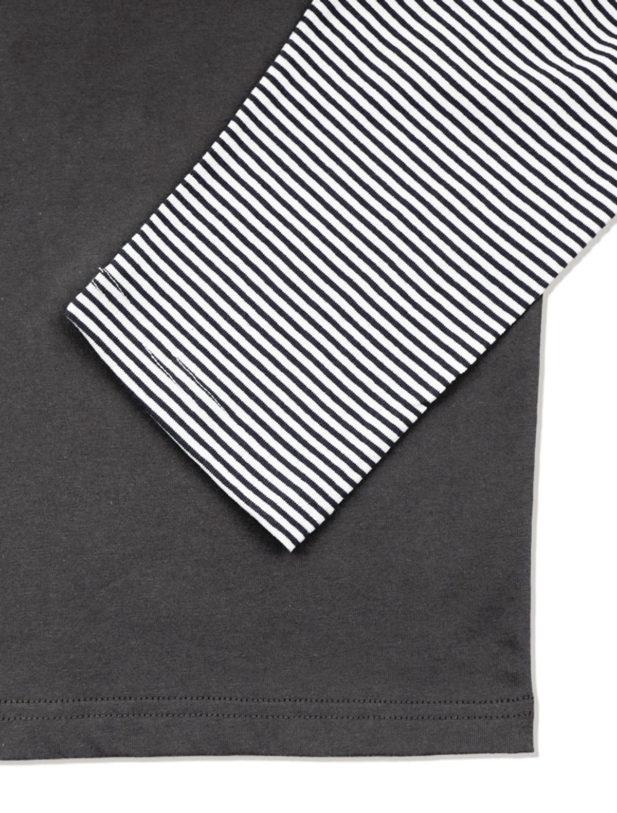 라 메종 스튜디오(LA MAISON STUDIO) DEER STRIPE LAYERED LONG SLEEVE T-SHIRT CHARCOAL(FCG1TS686M)
