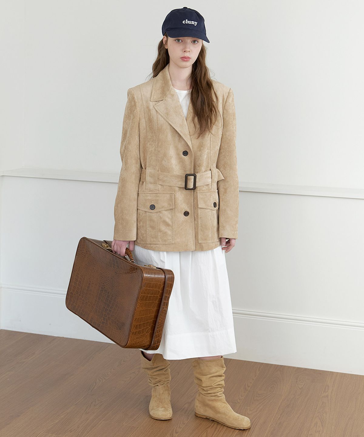 클루니(CLUNY) Moor suede belted jacket - beige