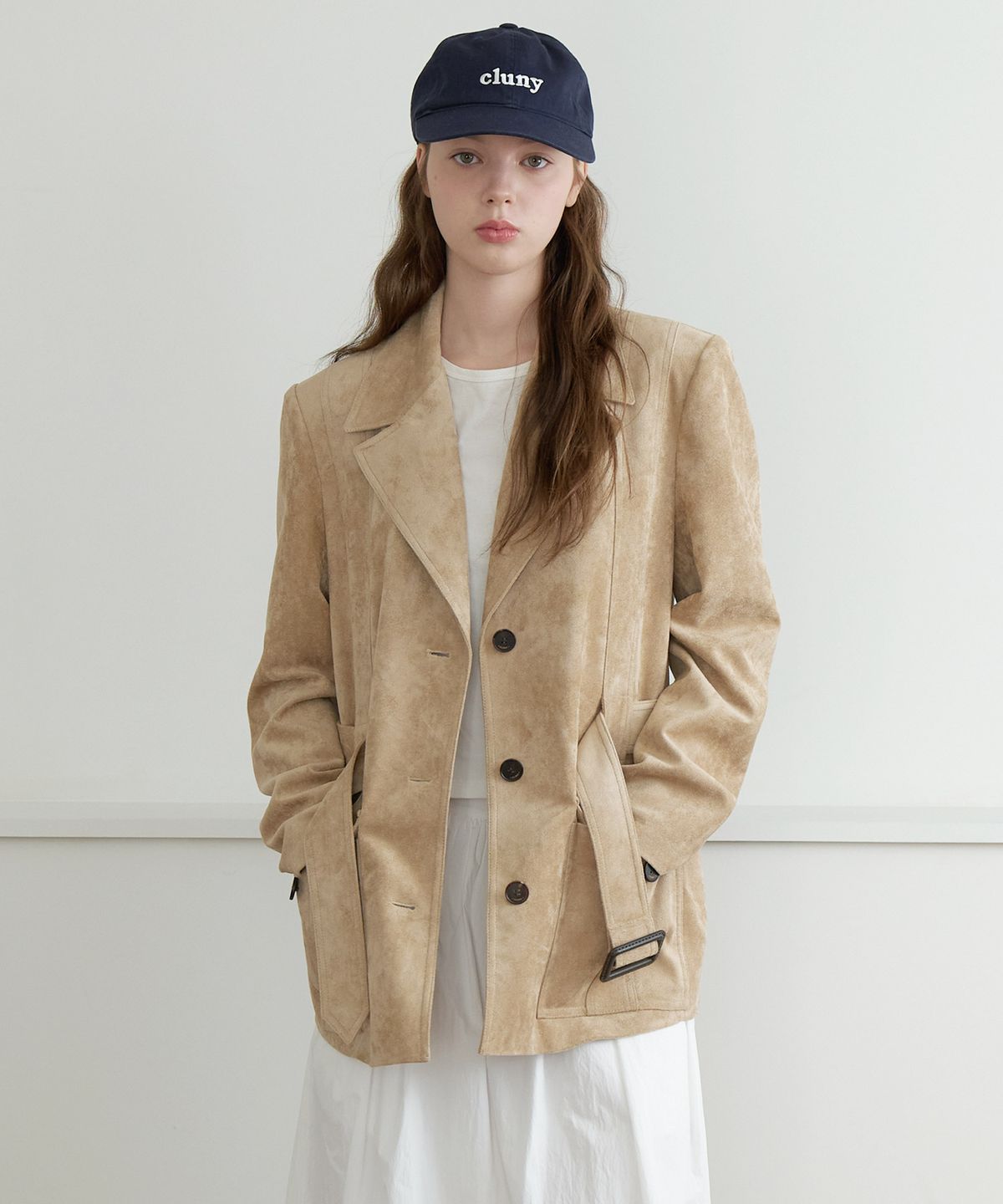 클루니(CLUNY) Moor suede belted jacket - beige