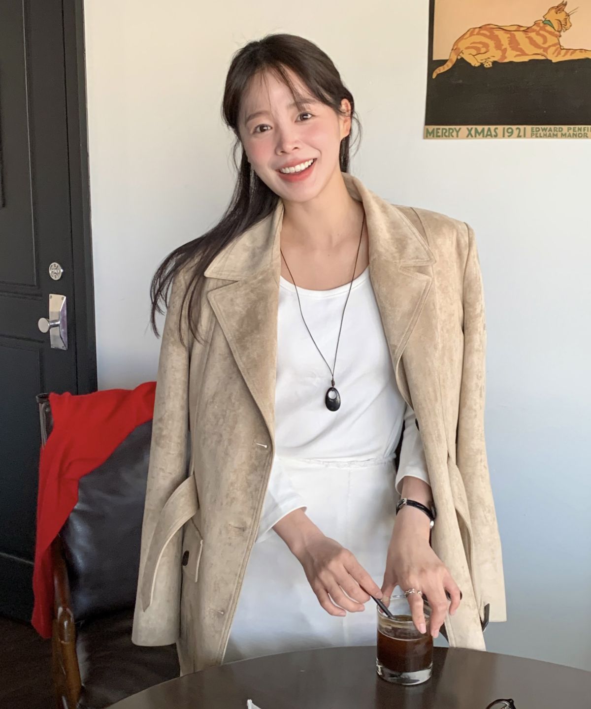클루니(CLUNY) Moor suede belted jacket - beige