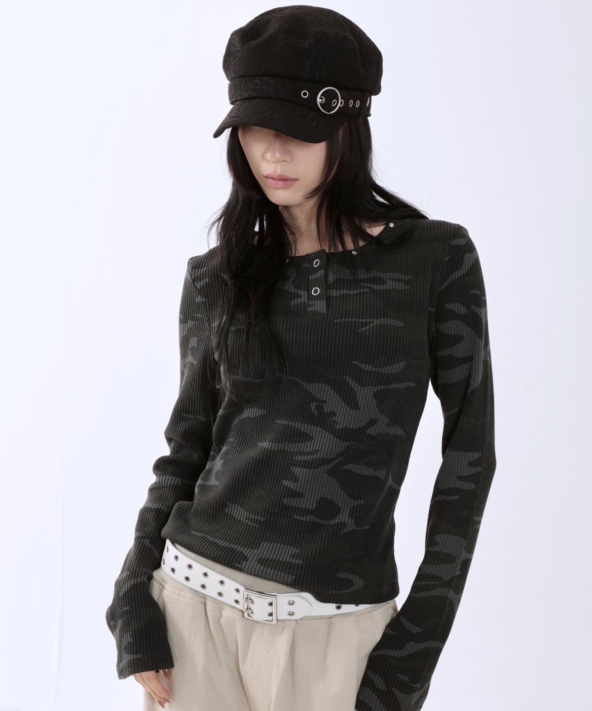러닝하이(RUNNINGHIGH) 카모플라쥬 L/S 티 [다크그레이]