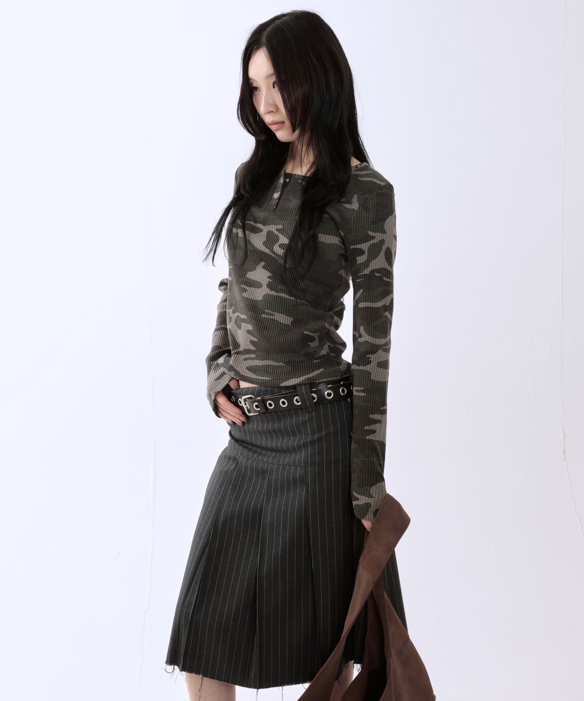 러닝하이(RUNNINGHIGH) 카모플라쥬 L/S 티 [그린]